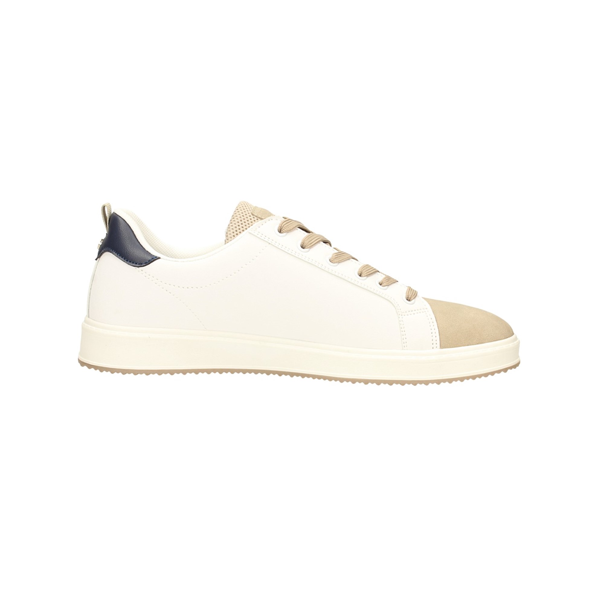 Negozio Online Sneakers bianche con inserti beige e dettaglio blu sul tallone
